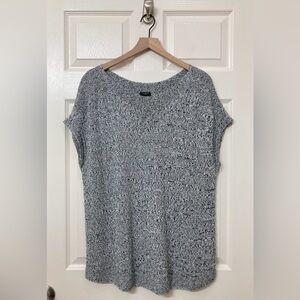 Talbots 100% Linen Black White Knit Short Sleeve Top XL Beach Coastal Bohemian